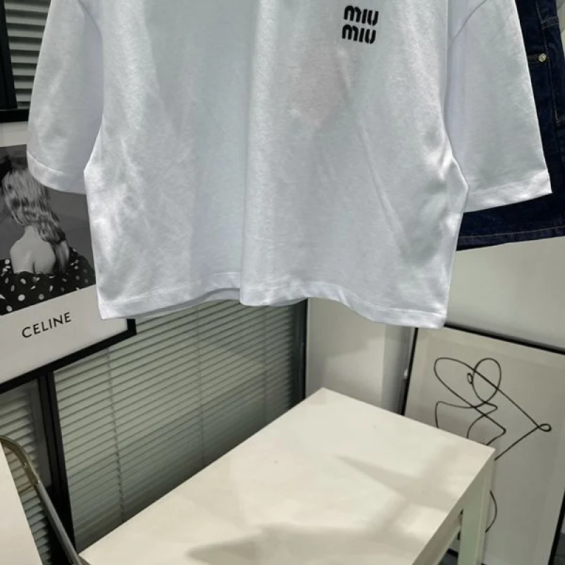 稀少 ミュウミュウ コットンジャージー 長袖Tシャツ 偽物 mye96721