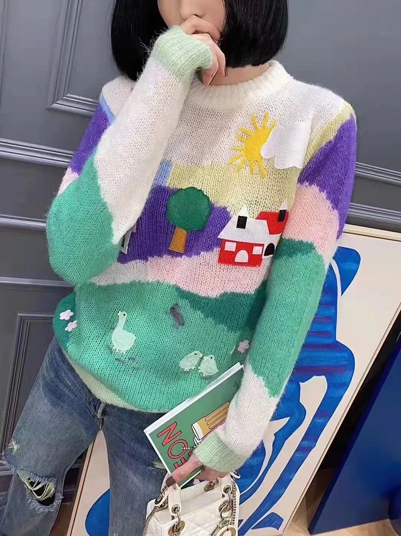 希少色☆ミュウミュウ 偽物☆ オーバーサイズロゴモヘアセーター♪ myk82366