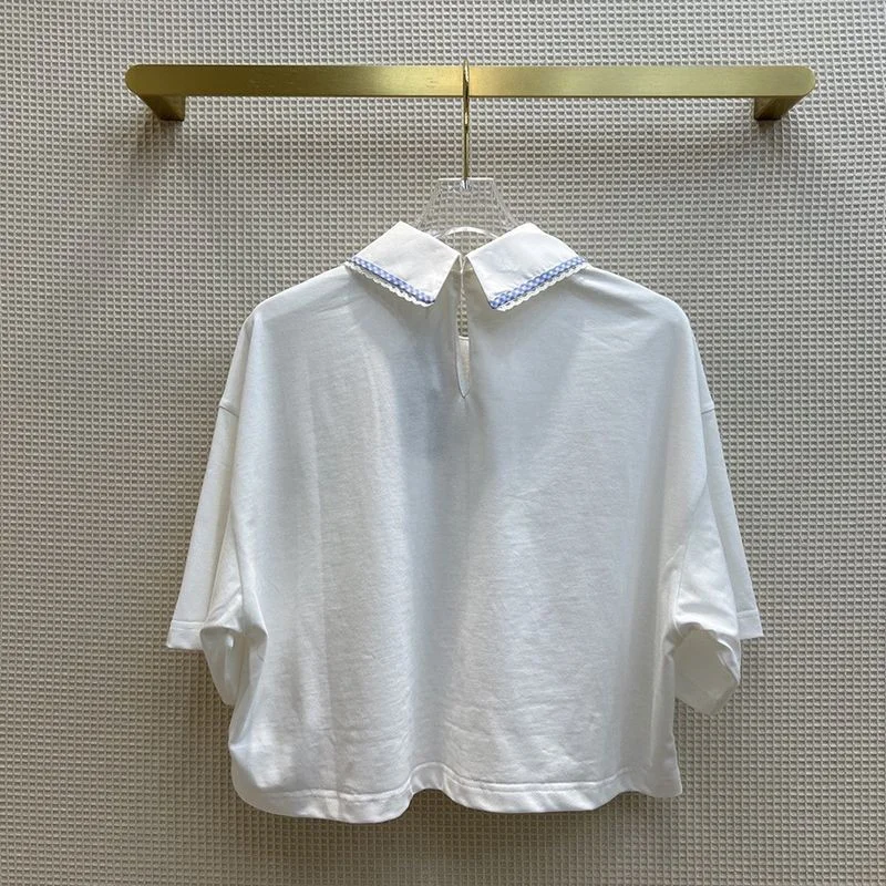 人気急上昇【ミュウミュウ】★刺繍ロゴ入り コットン Tシャツ 偽物 myl62564