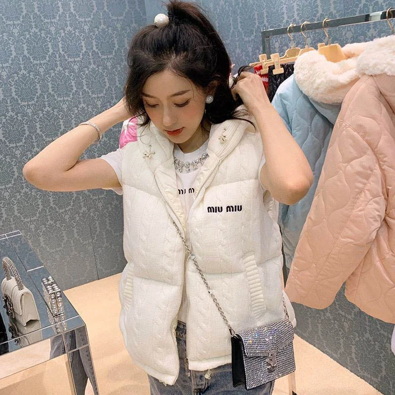 21-22AW☆ミュウミュウ ダウンベスト コピー☆カシミヤダウンベスト myo05831
