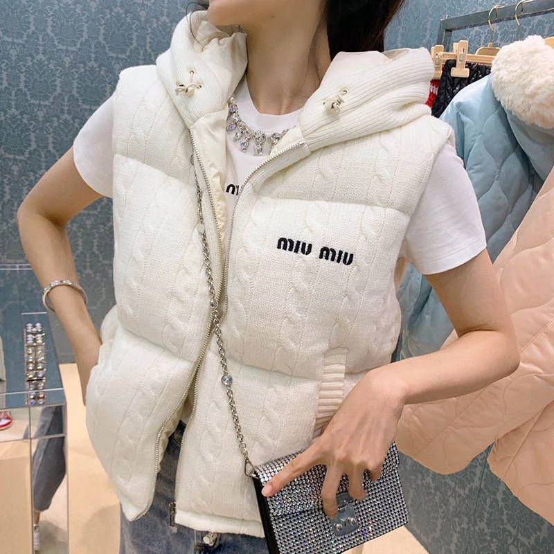 21-22AW☆ミュウミュウ ダウンベスト コピー☆カシミヤダウンベスト myo05831