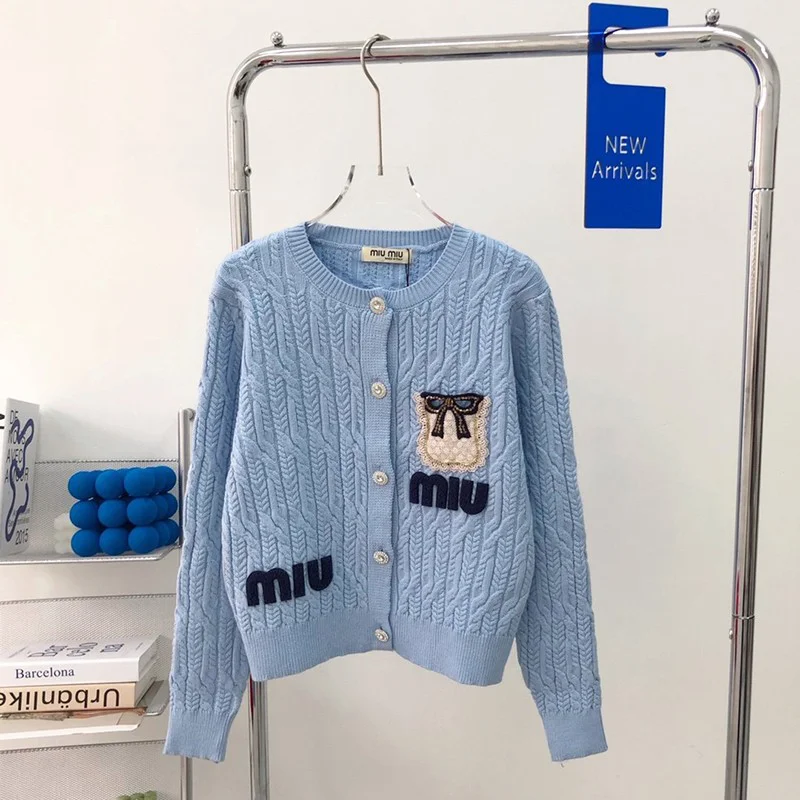 大人気!!新色ミュウミュウ コート コピー ジャガード セーターコート 4色 myt71259