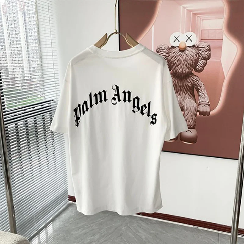 送料無料 モンクレール Palm angels 偽物 ロゴプリント ロゴパッチ Tシャツ mop32480