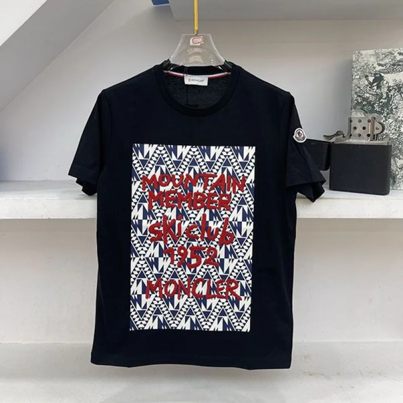 n級 おすすめモンクレール 偽物 ロゴ コットン クルーネック Tシャツ 2色 mos89559