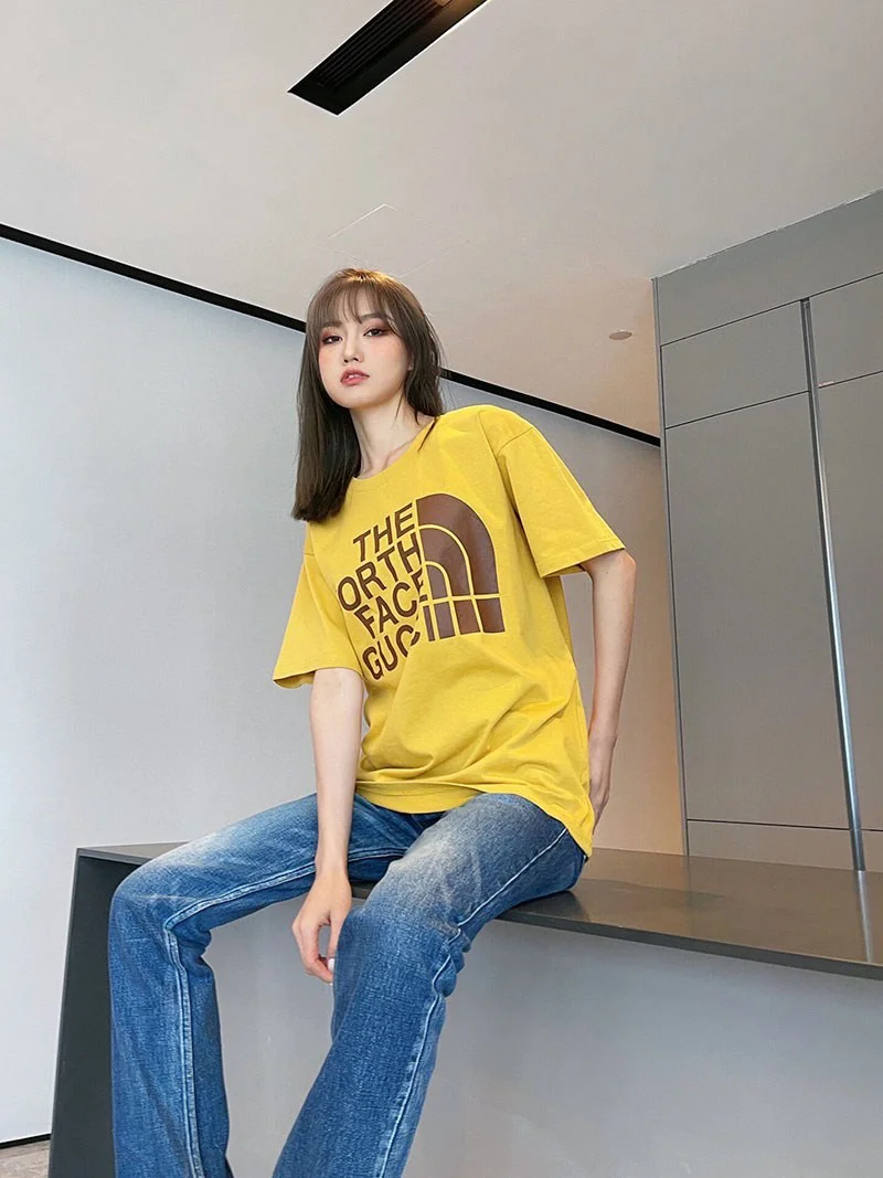 人気No1 グッチ Tシャツ トップス ノースフェイス コピーオーバーサイズ 黄 新作 グッチ Noh21570