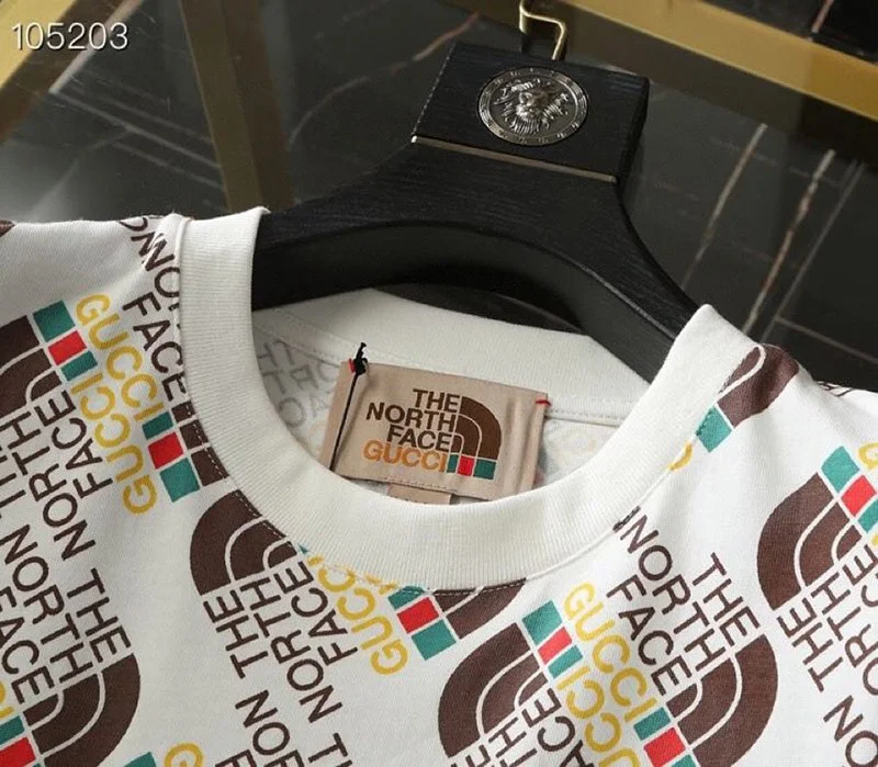 ☆超人気☆ グッチ x ノースフェイス 偽物 コラボ シルクtシャツ Nov20244