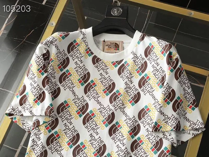 ☆超人気☆ グッチ x ノースフェイス 偽物 コラボ シルクtシャツ Nov20244