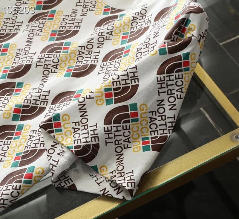 ☆超人気☆ グッチ x ノースフェイス 偽物 コラボ シルクtシャツ Nov20244