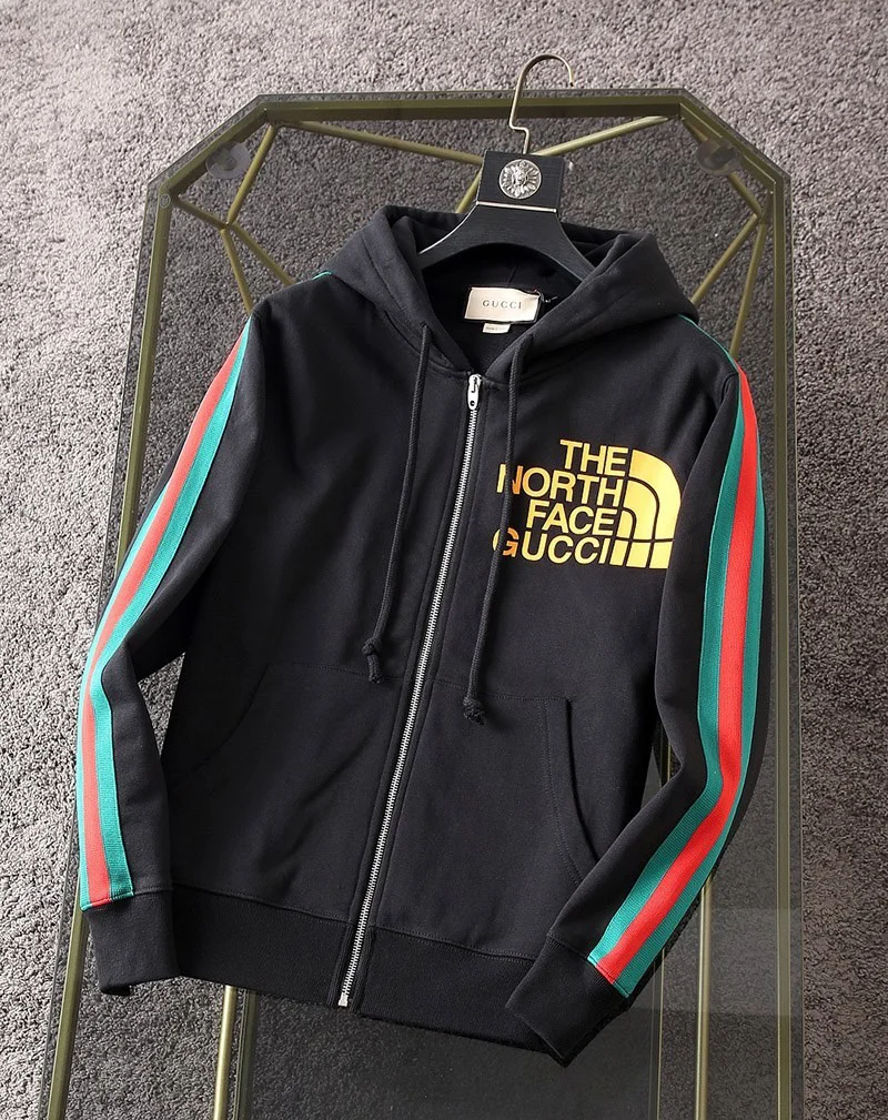 暖かい服装グッチ×ノースフェイス 偽物 コラボロゴジップアップフーディNoy33057