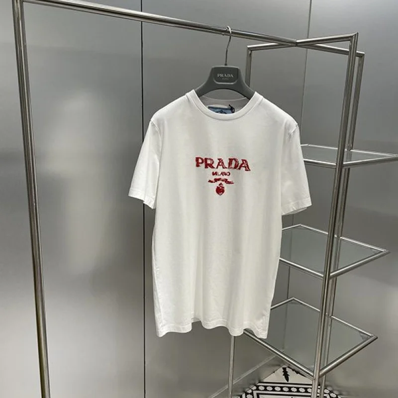 セール新作国内発送 プラダ ロゴコットンTシャツ 偽物☆ pud52652
