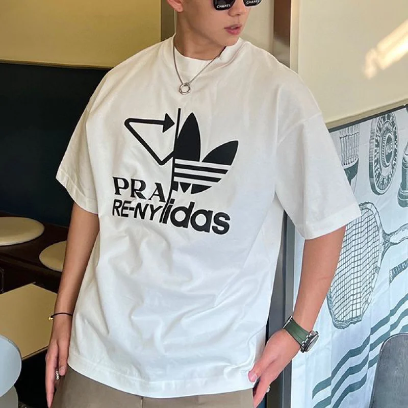春夏新作 アディダス プラダ コピー 刺繍入り ジャージー ロゴTシャツ pul76568