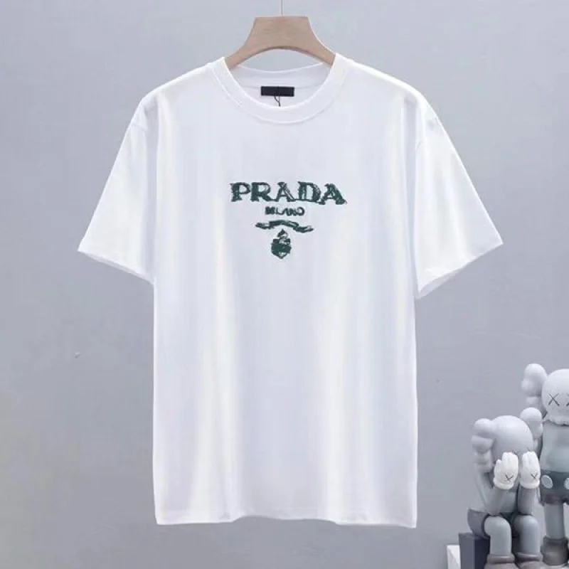 すぐ届プラダ シンプル 刺繍ロゴ コットン Ｔシャツ コピー 2色 puu61170