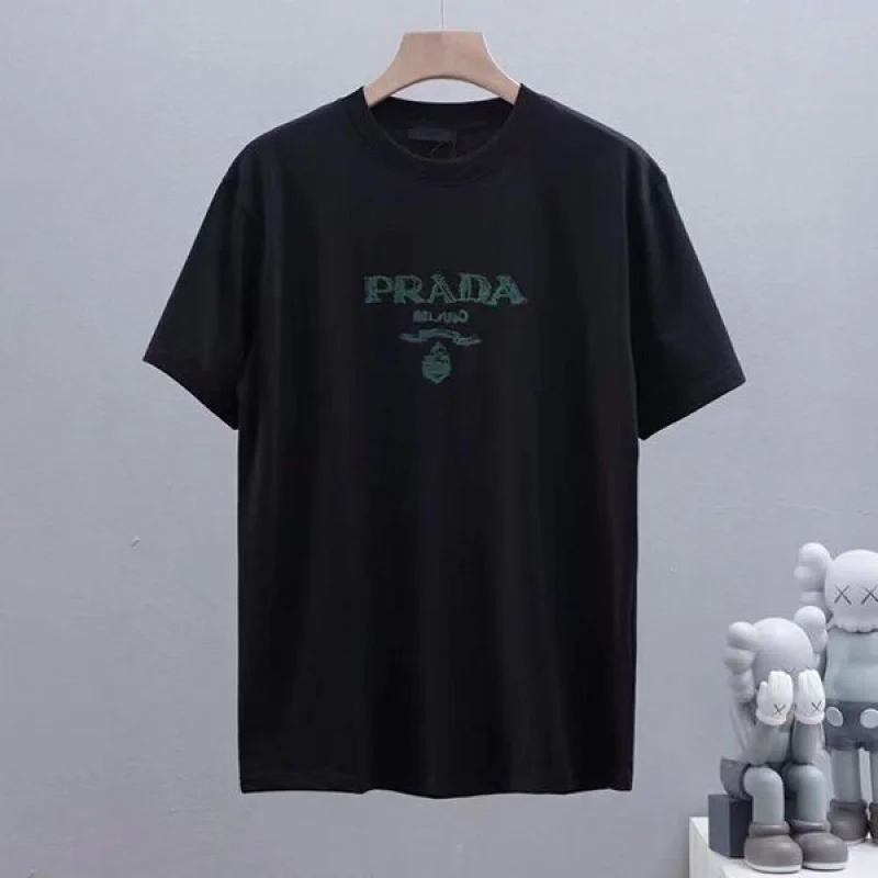 すぐ届プラダ シンプル 刺繍ロゴ コットン Ｔシャツ コピー 2色 puu61170