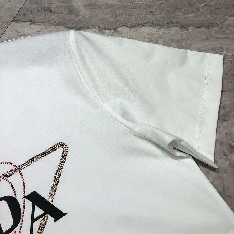 春夏新作プラダ ロゴ コットンTシャツ コピー 2色 puw68086