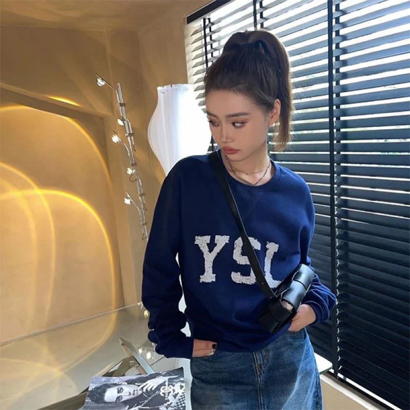 ☆超人気☆サンローラン トレーナー コピー YSL スウェットシャツ ブルー Sab58325