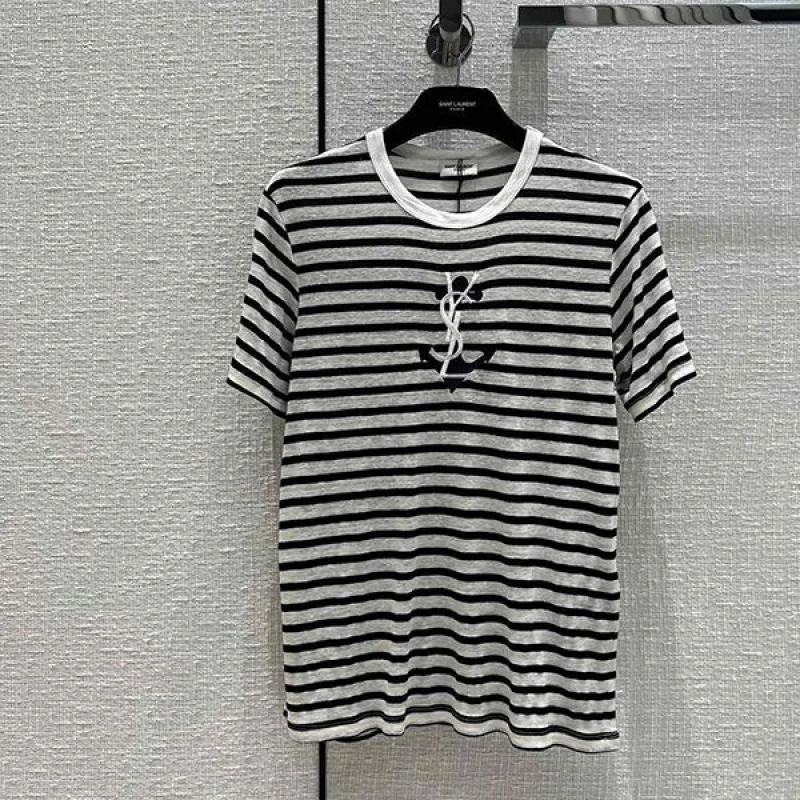 日本未入荷サンローラン★ ストライプ柄コットンTシャツ 偽物 Sai21089