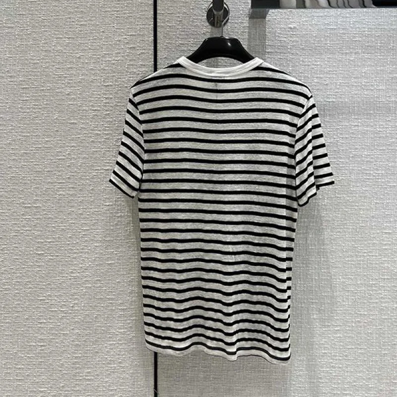 日本未入荷サンローラン★ ストライプ柄コットンTシャツ 偽物 Sai21089