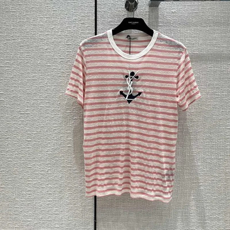 可愛いサンローラン★ ストライプ柄コットンTシャツ 偽物 3色 Say43790