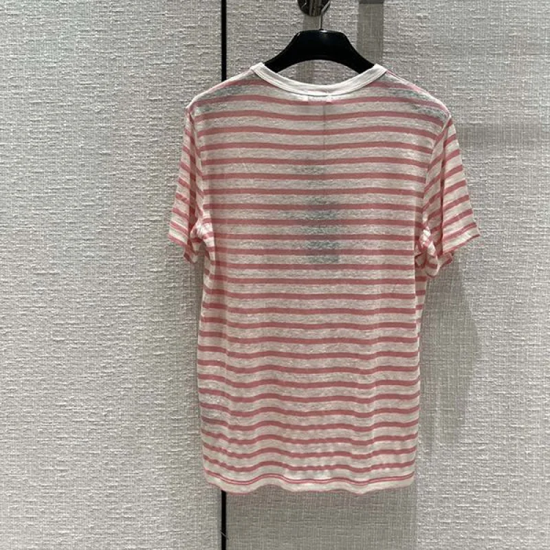 可愛いサンローラン★ ストライプ柄コットンTシャツ 偽物 3色 Say43790
