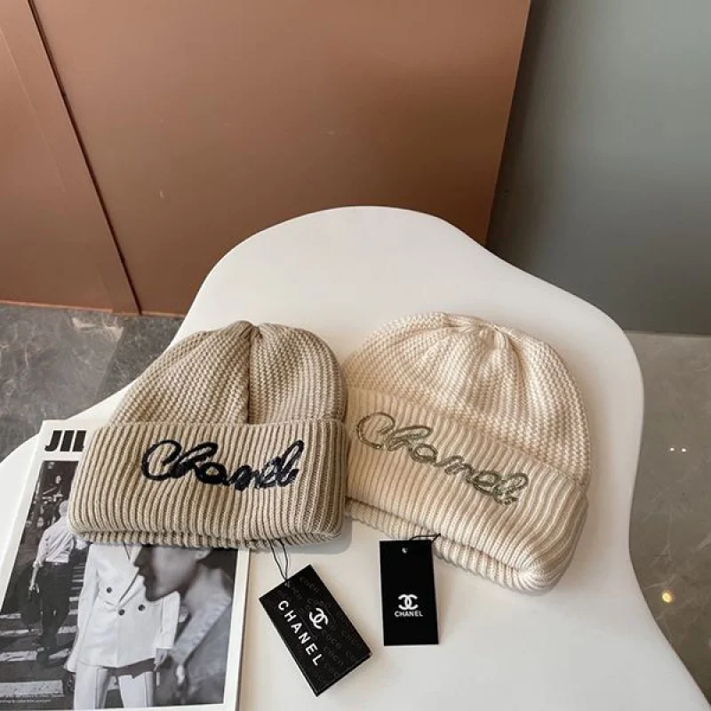 人気シャネル ニットキャップ コピー ロゴ カシミヤ ホワイト shb99797