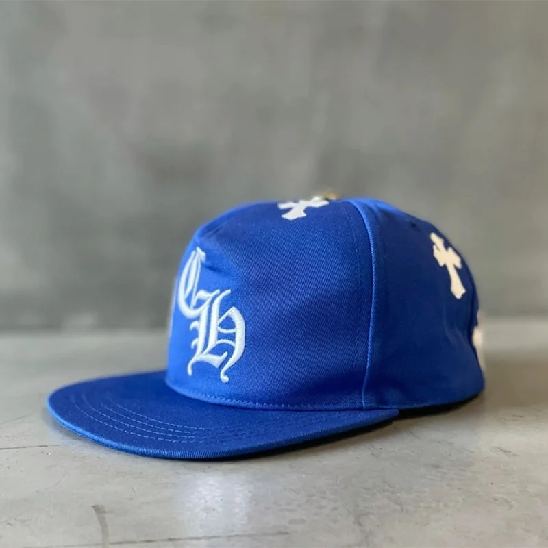 一目惚れ♪クロムハーツ コピー BLUE BASEBALL CAP WHITE CROSS PATCH キャップ Kus73197