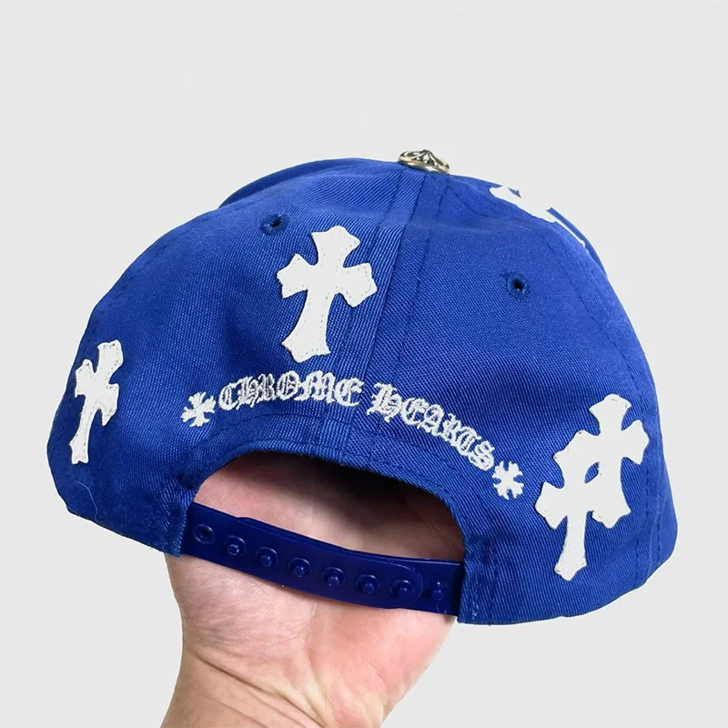 一目惚れ♪クロムハーツ コピー BLUE BASEBALL CAP WHITE CROSS PATCH キャップ Kus73197