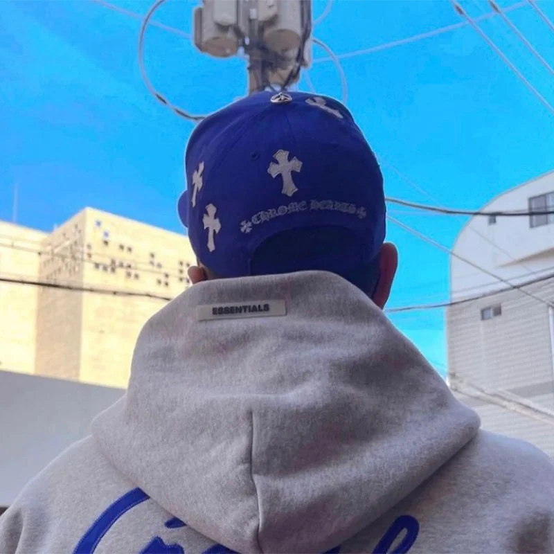 一目惚れ♪クロムハーツ コピー BLUE BASEBALL CAP WHITE CROSS PATCH キャップ Kus73197