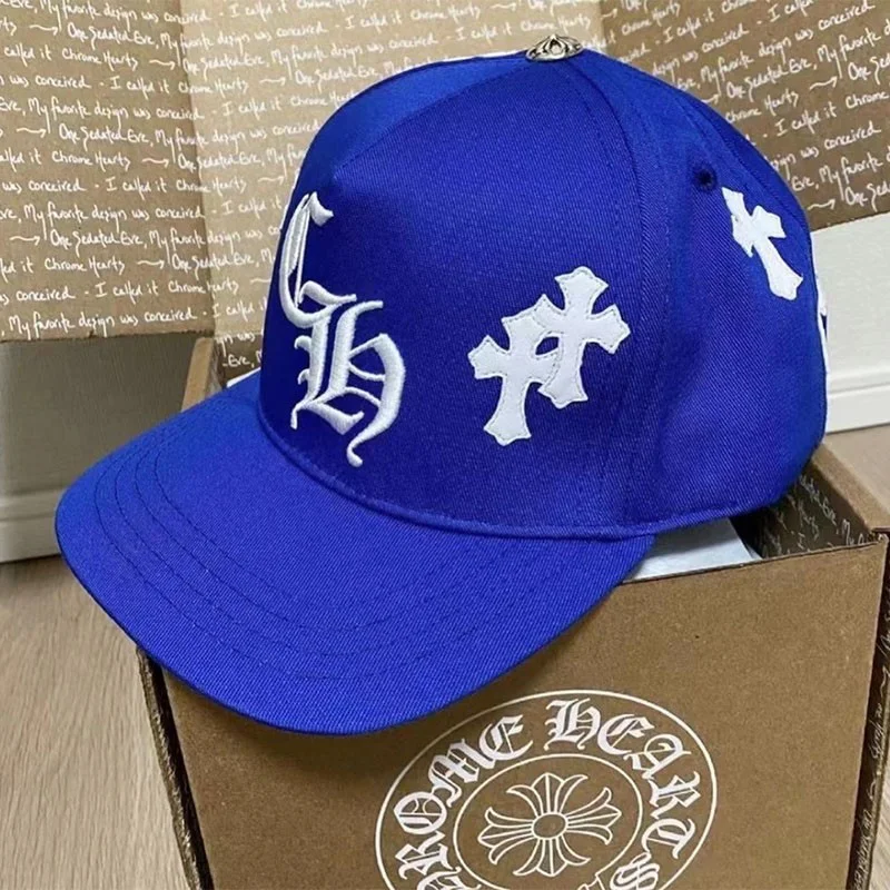 一目惚れ♪クロムハーツ コピー BLUE BASEBALL CAP WHITE CROSS PATCH キャップ Kus73197