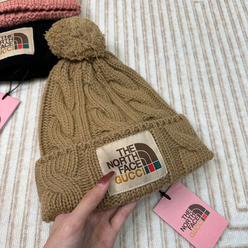 稀少 グッチxノースフェイス ロゴ ニット帽 コピー ビーニー ニットキャップ guh44079