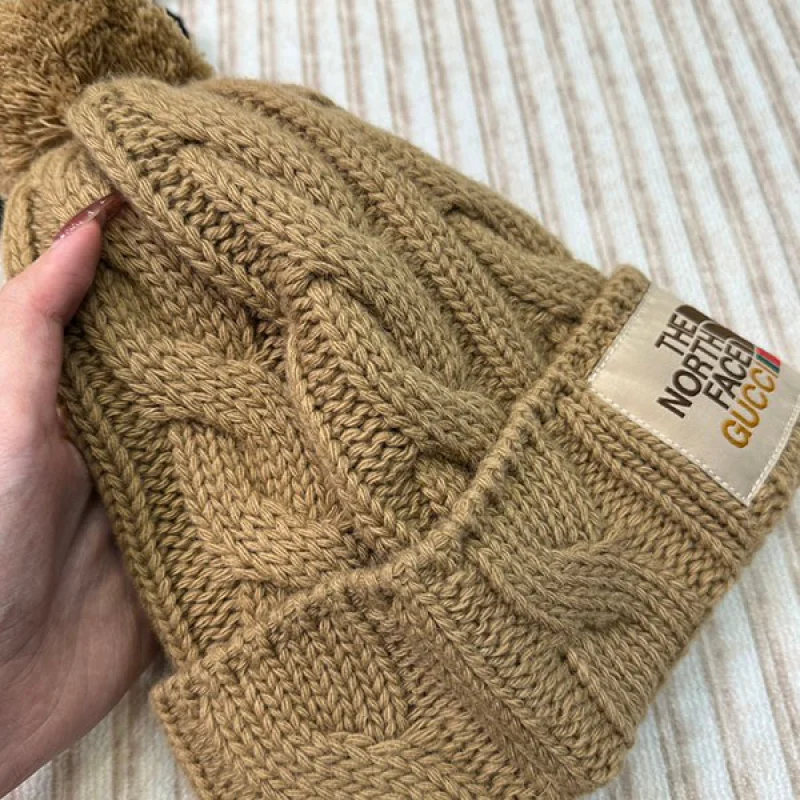 稀少 グッチxノースフェイス ロゴ ニット帽 コピー ビーニー ニットキャップ guh44079
