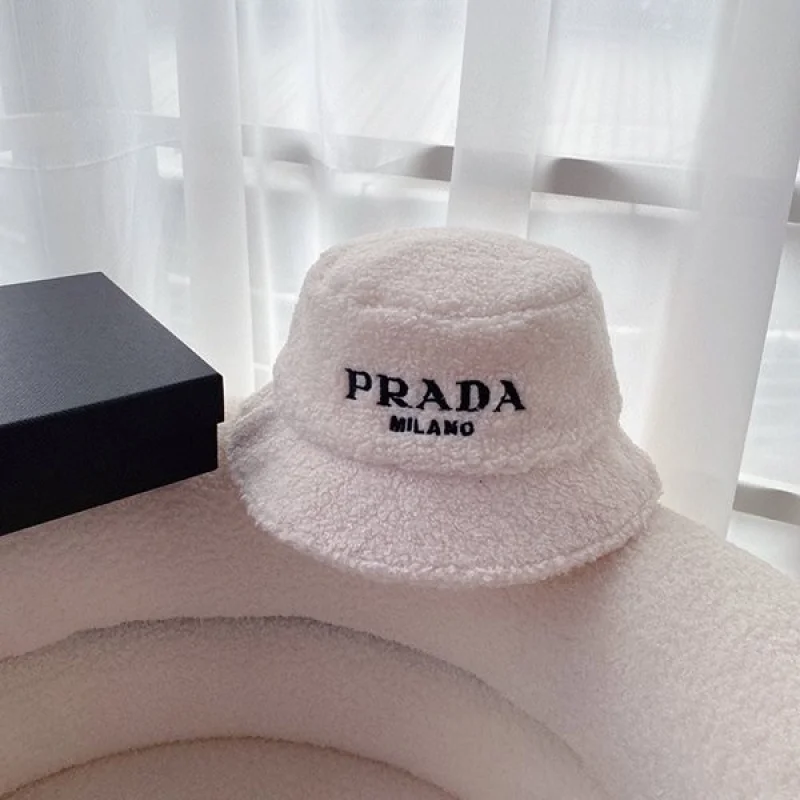完売人気 プラダ ラムズウール バケットハット 偽物 puc56994