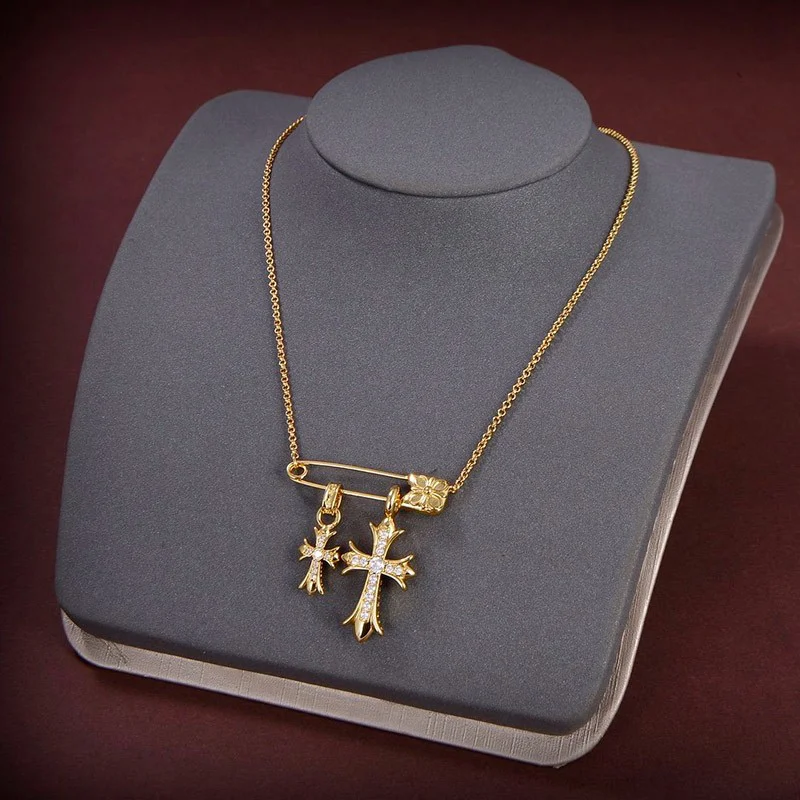 定番 【クロムハーツ ネックレス コピー】CHクロス 22K セーフティピン ゴールド Kud28835 ネックレス