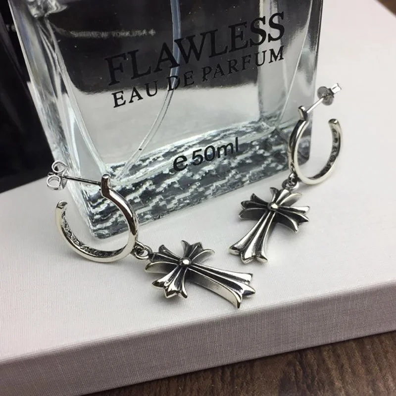 ☆超人気☆ クロムハーツ ピアス コピー CROSS HOOP クロス フープ イヤリング Kud76446