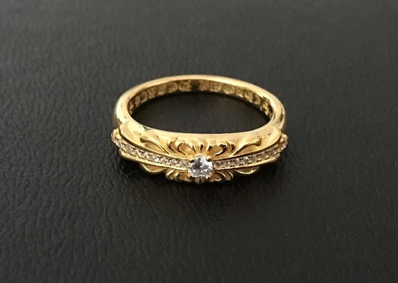 定番クロムハーツ フローラル 22kGold ダイアモンド ゴールド リング コピー 偽物 Kue61439
