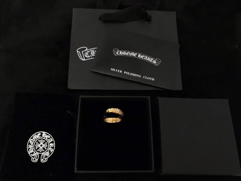 定番クロムハーツ フローラル 22kGold ダイアモンド ゴールド リング コピー 偽物 Kue61439