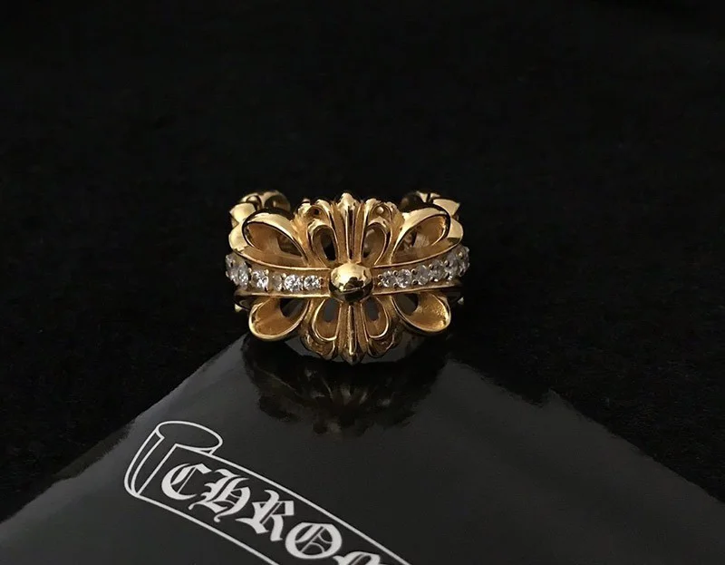 クロムハーツ フローラル 22kGold ダイアモンド ゴールド リング コピー Kul99750