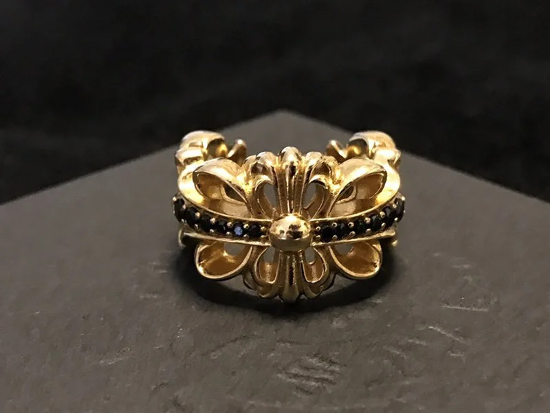 《大人気》クロムハーツ フローラル 22kGold ダイアモンド ゴールド リング スーパーコピー Kui61904