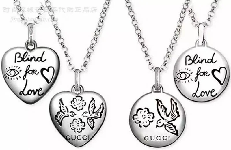 大人気!グッチ*ブラインドフォーラブシルバーネックレス 偽物*ハート guq02417
