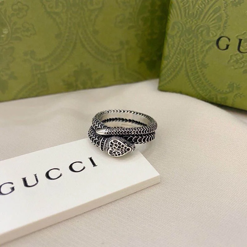 稀少 グッチ Garden silver snake スネーク リング 偽物 guy49069