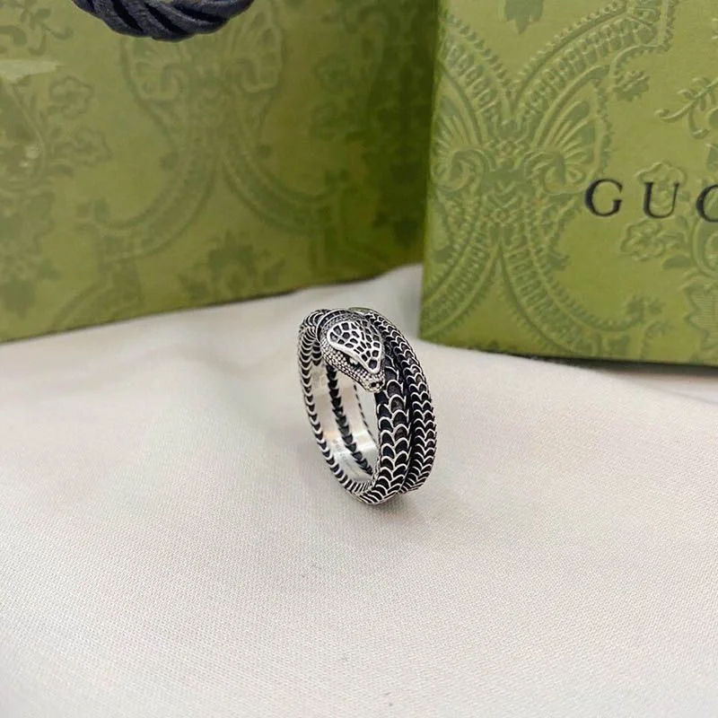 稀少 グッチ Garden silver snake スネーク リング 偽物 guy49069