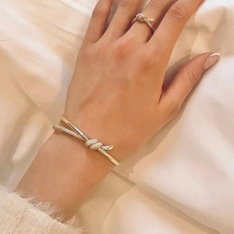 超話題!ティファニー Knot ダブル ロウ ヒンジ バングル コピー Tii89547