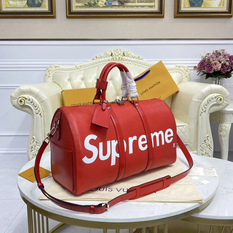 新作 ルイヴィトンボストンバッグ偽物シュプリーム エピレザー レッド ユニセックス M53419