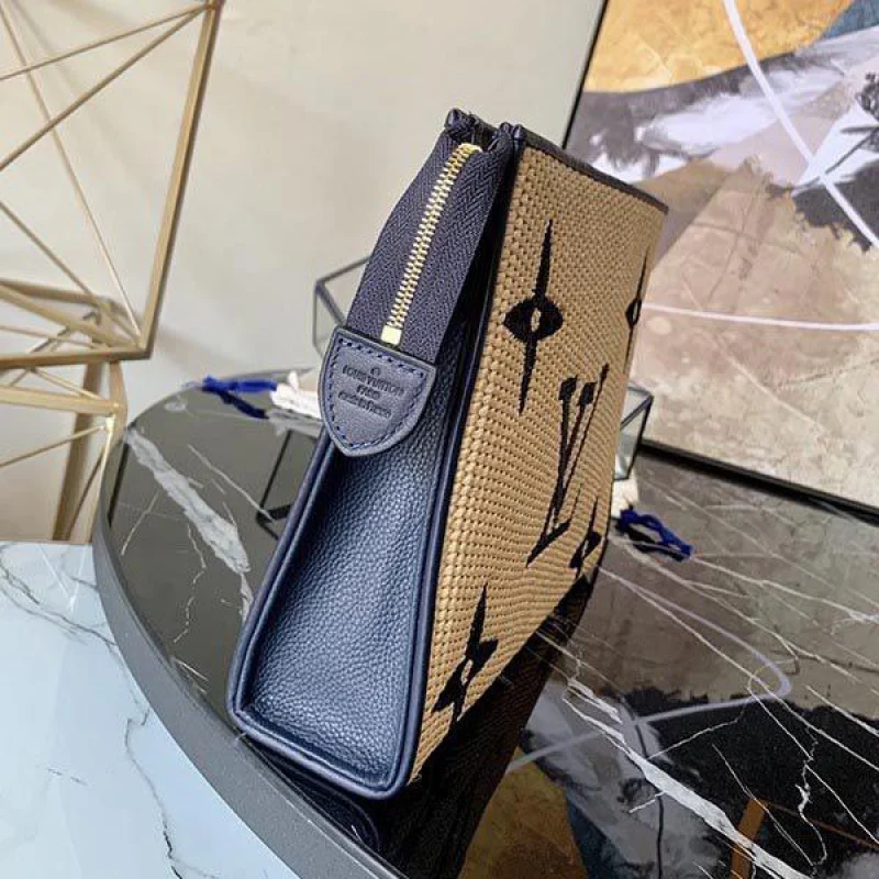ブランドルイヴィトン クラッチバッグ 偽物◆ ラフィア ネイビー M80351