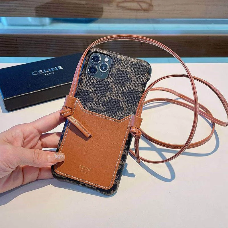 人気No1 セリーヌ☆トリオンフ 偽物ストラップ付き iPhone11/12 pro ケース Ces66233