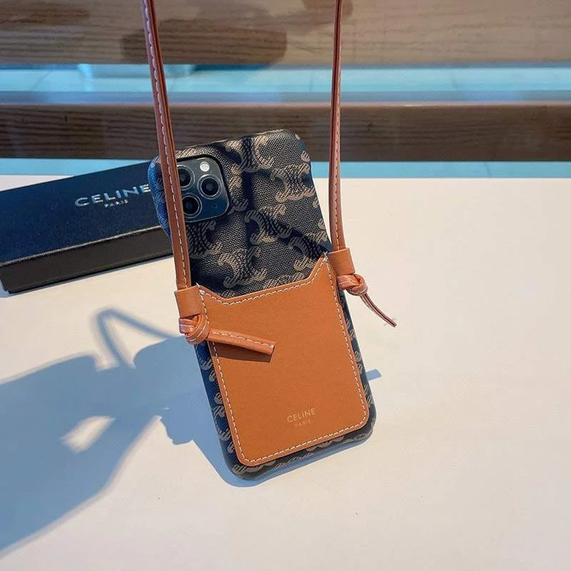 人気No1 セリーヌ☆トリオンフ 偽物ストラップ付き iPhone11/12 pro ケース Ces66233