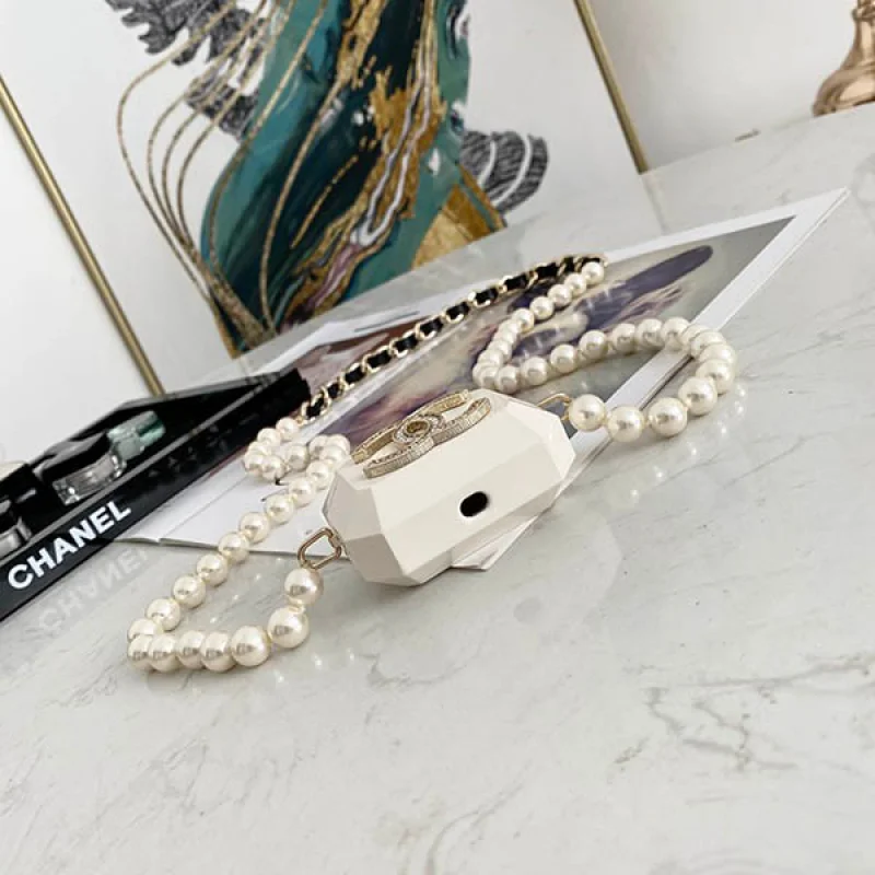 シャネル AIRPODS PRO ケース 偽物 イヤホンケース ネックレス 金属 レジン 人工真珠 she19987