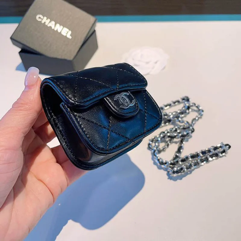 入手困難 シャネル ブラック Airpod ケース 偽物✦イヤホンケース shi83074