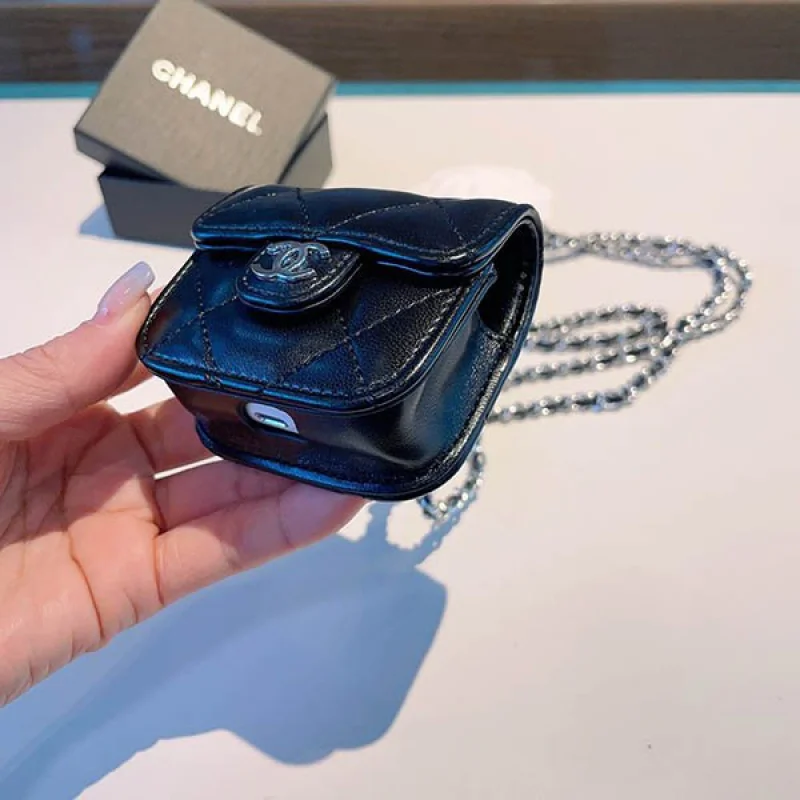 入手困難 シャネル ブラック Airpod ケース 偽物✦イヤホンケース shi83074
