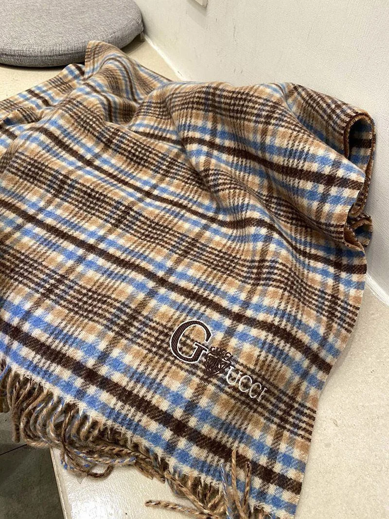 日本未入荷 グッチ チェック カシミヤ 偽物 スカーフ gub13958