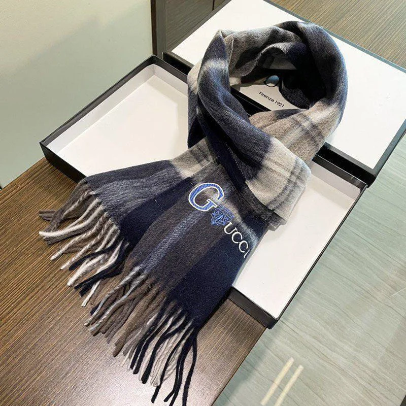 ★日本!!人気!グッチ チェック カシミヤ スカーフ 偽物 gue45507